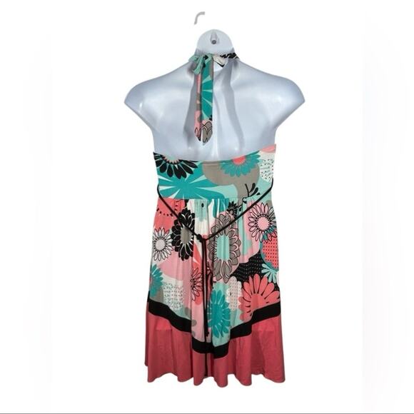 Candie's Vintage Floral Halter Dress Y2K Tropical Print Size Large - Picture 6 of 10